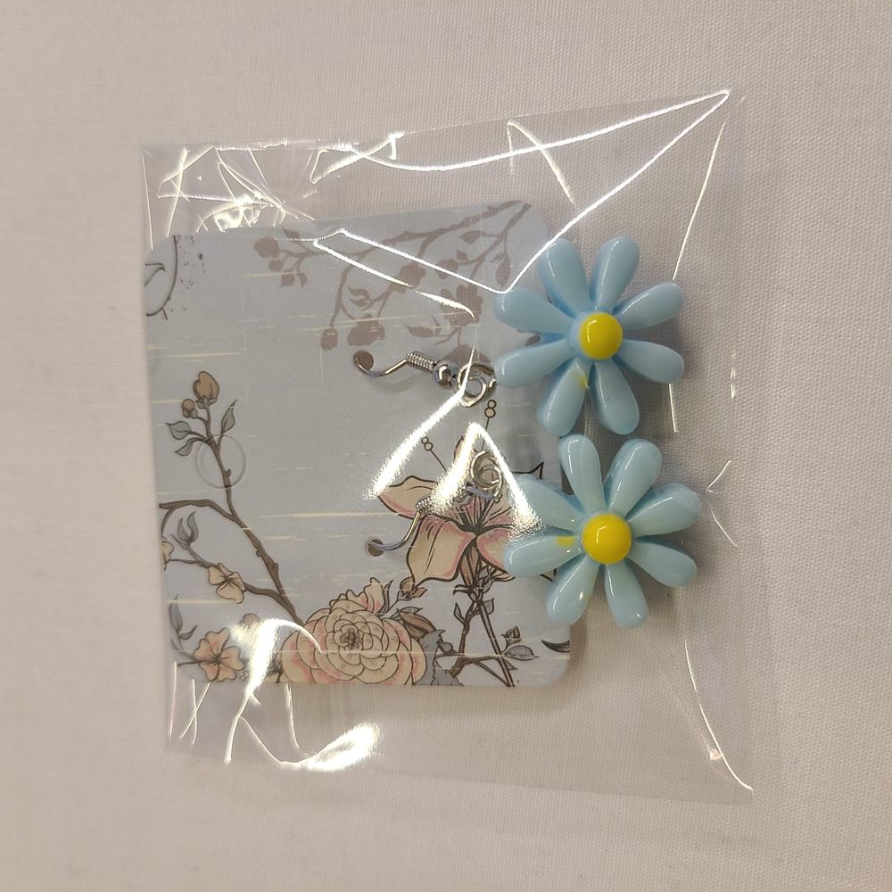 BLUE DAISY EARRINGS - Picture 2 of 2